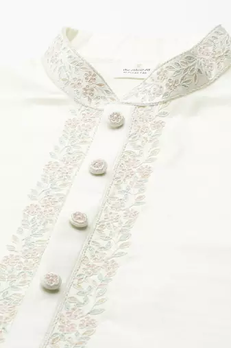 Creame silk dori embroidered kurtas