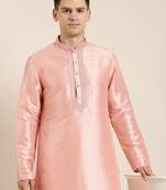 Peach silk embroidered kurtas