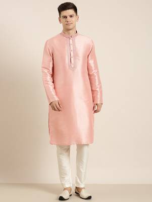 Peach silk embroidered kurtas 2