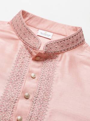 Peach silk embroidered kurtas 3