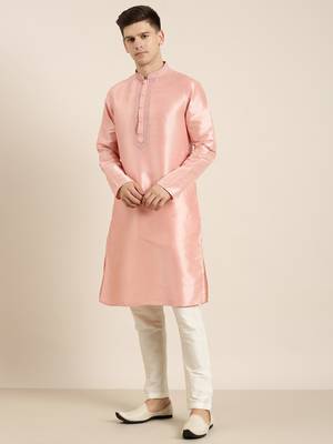 Peach silk embroidered kurtas 4