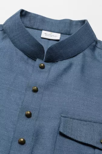 Denim blue cotton short pathani