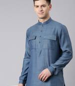 Denim blue pathani kurtas