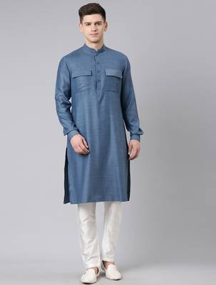 Denim blue pathani kurtas 2