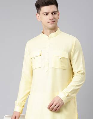 Yellow pathani kurtas 1