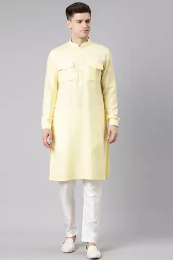 Yellow pathani kurtas
