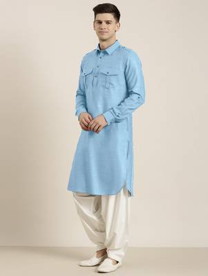 Light blue cotton pathani with salwar 2