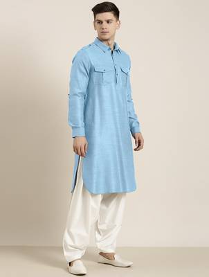 Light blue cotton pathani with salwar 3