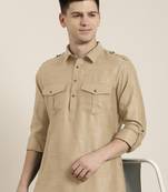 Beige cotton pathani with salwar