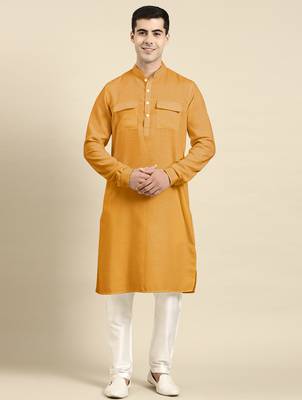 Mustard pathani kurtas 2