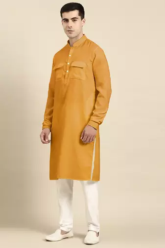 Mustard pathani kurtas