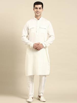 Cream pathani kurtas 2