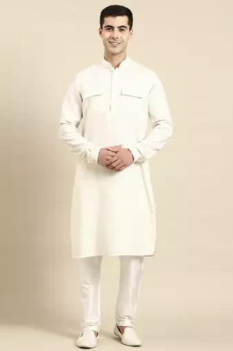 Cream pathani kurtas