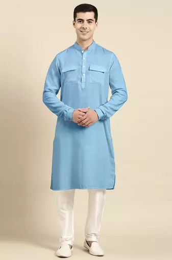 Light blue pathani kurtas