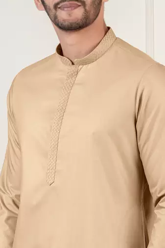 Beige fine cotton kurtas