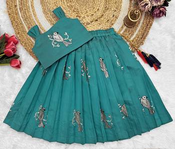 Baby Girls Readymade South Indian Pattu Pavadai Rama Lehenga Choli Set For Kids 1