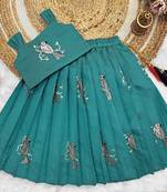 Baby Girls Readymade South Indian Pattu Pavadai Rama Lehenga Choli Set For Kids