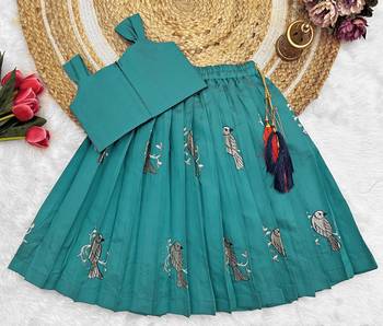 Baby Girls Readymade South Indian Pattu Pavadai Rama Lehenga Choli Set For Kids 2