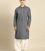 Grey fine cotton pathani with salwar