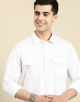 White fine cotton pathani with salwar 1