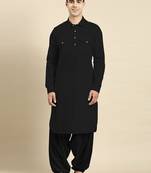 Black fine cotton pathani with salwar