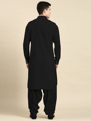 Black fine cotton pathani with salwar 2