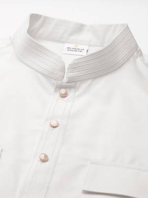 White cotton pathani kurtas with patch pocket 3