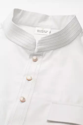 White cotton pathani kurtas with patch pocket