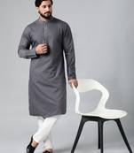 Grey cotton dori embroidered kurtas