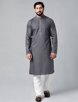 Grey cotton dori embroidered kurtas 2