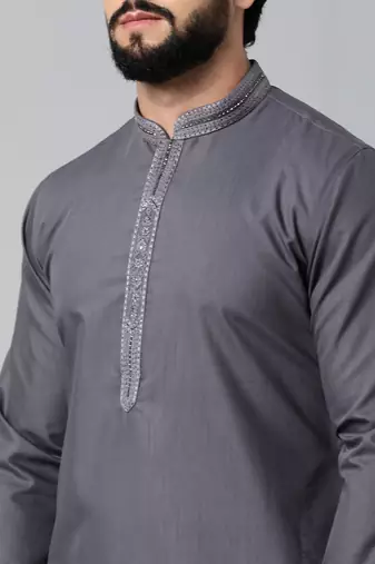 Grey cotton dori embroidered kurtas