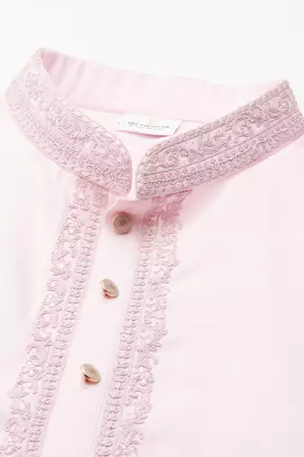Baby pink cotton dori embroidered kurtas