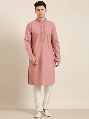 Rose pink cotton dori embroidered kurtas 2