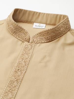 Beige cotton dori embroidered kurtas 3