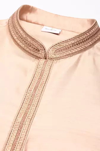 Peach art silk embroidered kurtas