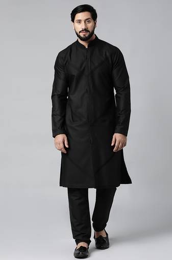 Black pleated cotton kurtas