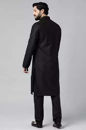Black pleated cotton kurtas