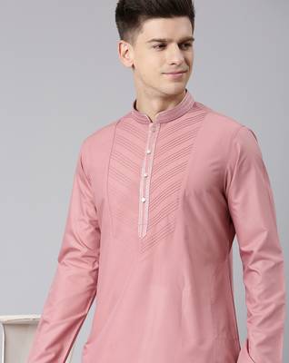 Rose pink pleated cotton kurtas 1