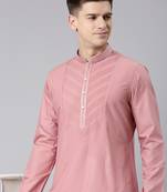 Rose pink pleated cotton kurtas