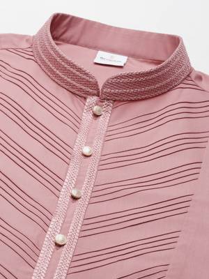 Rose pink pleated cotton kurtas 3