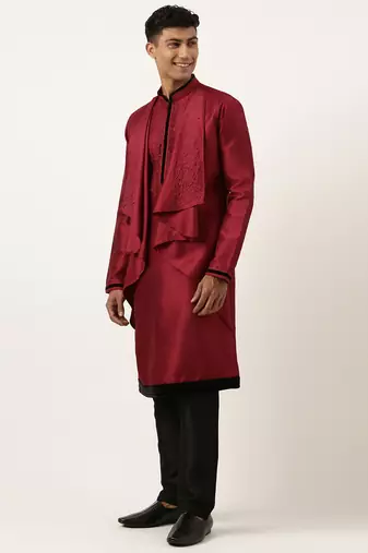 Maroon ombre layered kurtas