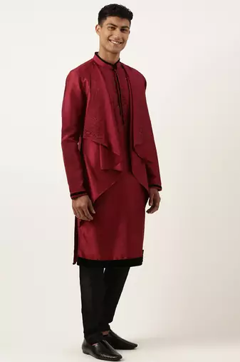 Maroon ombre layered kurtas