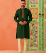 Sage green mirror embroidered kurtas