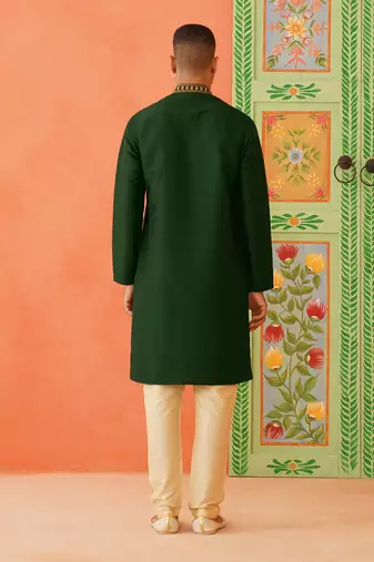 Sage green mirror embroidered kurtas