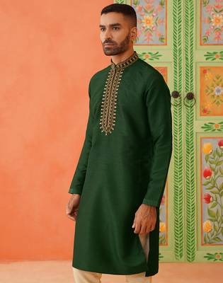Sage green mirror embroidered kurtas 4