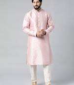Baby pink mirror embroidered kurtas