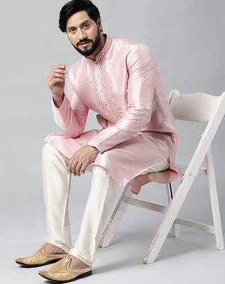 Baby pink mirror embroidered kurtas 2