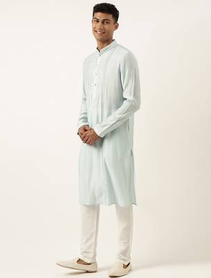 Sky blue mirror embroidered kurtas 3