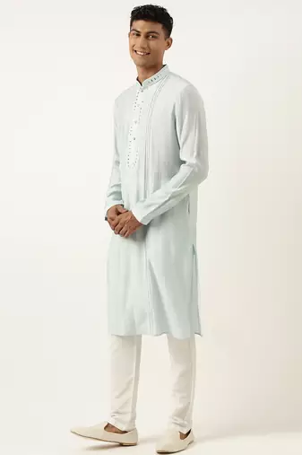 Sky blue mirror embroidered kurtas