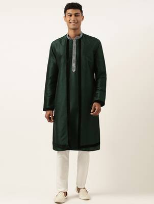 Green embroidered layered kurtas 1